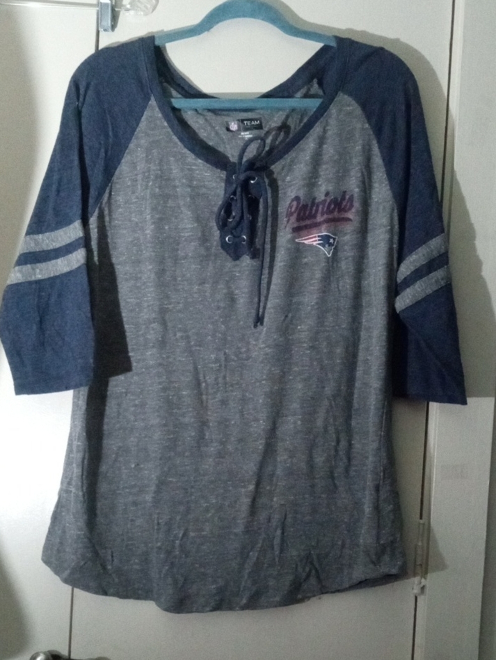 New England Patriots Team Apparel Heather Gray and Navy Pullover Jersey 2XL